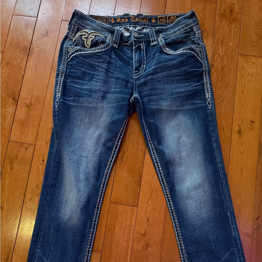 Rock Revival Indigo Jeans with Embroidered Details - Picture 5 of 8